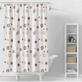 Rideau de douche 180x180cm, vinyle, cercles bruns