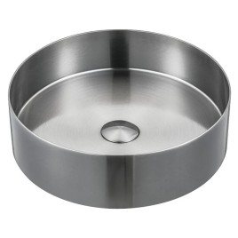 AURUM lavabo en acier inoxydable, diamètre 38 cm, y compris drain, acier inoxydable brossé