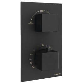 Robinet de douche thermostatique LATUS, Boîte d'installation, 2 Outlets, noir