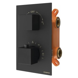 Robinet de douche thermostatique LATUS, Boîte d'installation, 2 Outlets, noir