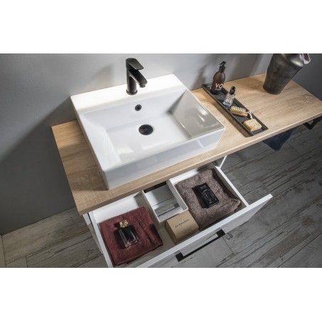Ensemble de meubles de salle de bain VEGA, largeur 125 cm, chêne blanc/platin