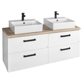 Ensemble de meubles de salle de bain VEGA, largeur 125 cm, chêne blanc/platin
