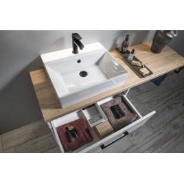 VEGA ensemble de meubles de salle de bain, largeur 145 cm, chêne blanc/platin