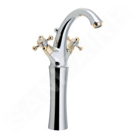 Sapho Reitano Rubinetteria Antea - Mitigeur de lavabo avec garniture de vidage, hauteur 300 mm, chrome/doré 3272L