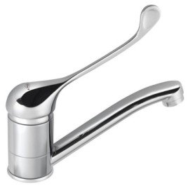 HOFFER Washbasin Mixer Tap sans Pop Up, Spout pivotant, Levier médical, chrome