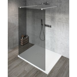 VARIO WHITE Panneau en verre de douche de 1 pièce, verre fumé, 800 mm