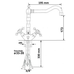 Sapho Reitano Rubinetteria Antea - Mitigeur de lavabo avec bonde, chrome/or 3372