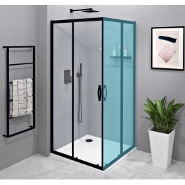 SIGMA SIMPLY BLACK Sliding Shower Door, Corner Entrance, 1000 mm, verre clair