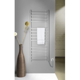 ESKINADO radiateur de serviette électrique, carré, 600x1500 mm, 130 W, acier inoxydable poli