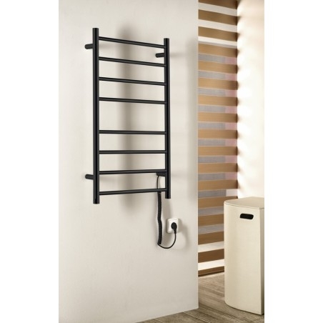 REDONDO radiateur de serviette électrique, rond, 500x900 mm, 75 W, noir mat