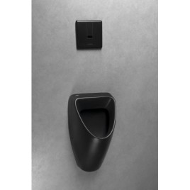 SCHWARN BLACK Céramique Urinal, entrée d'eau arrière, sortie inférieure, noir