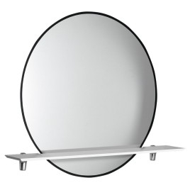 SHARON rétro-éclairé LED Ø 80cm avec étagère, noir mat