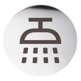 Signe de porte de douche. 75mm, acier inoxydable mat