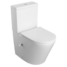 Toilettes monobloc PACO CLEANWASH avec robinet et douche bidet, siphon en S/siphon en P, blanc