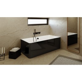 MARLENE CURVE R MONOLITH Bain rectangulaire 165x75x63cm, blanc/noir