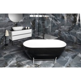 Baignoire îlot en marbre coulé REDUTA 171x81x58cm, noir/blanc
