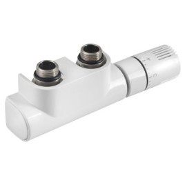 Ensemble de soupape thermostatique TOP 50 pour raccordement intermédiaire, droit, blanc