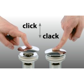 THIN washbasin waste 5/4", click-clack, Rockstone, blanc mat