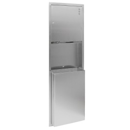 Distributeur de serviettes de papier, distributeur de savon 1100 ml et panier 45 l, 438x1371x108mm, acier inoxydable brossé