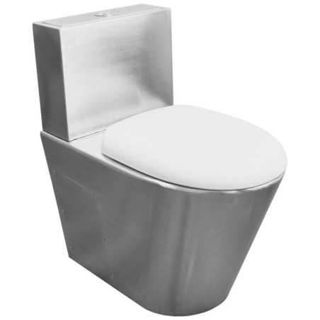 Robinet de toilette avec réservoir comprenant mécanisme de chasse et siège de toilette 370x680x620 mm, en acier inoxydable bross