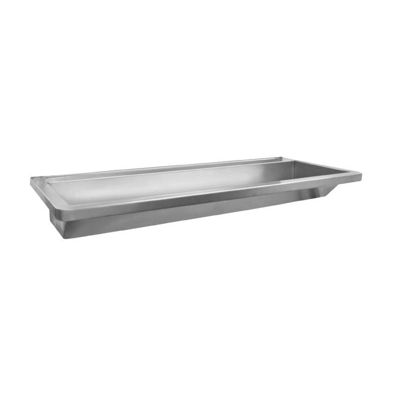 Chariot de lavage 2400x130x500 mm, en acier inoxydable brossé