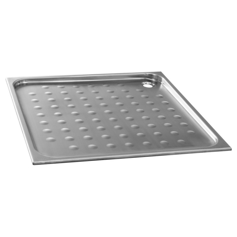 Plateau de douche 900x30x900 mm, en acier inoxydable brossé