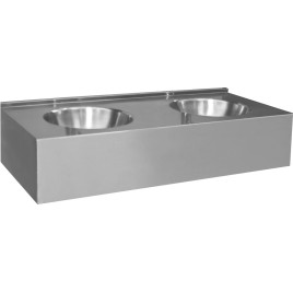 Compteur avec deux éviers 1200x270x550 mm, en acier inoxydable brossé