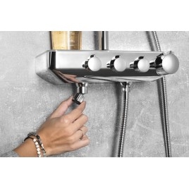 Panneau de douche FARRAO avec mélangeur et robinet de remplissage, chrome