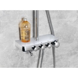 Panneau de douche FARRAO avec mélangeur et robinet de remplissage, chrome