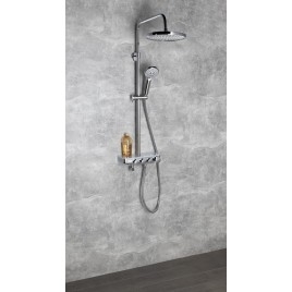 Panneau de douche FARRAO avec mélangeur et robinet de remplissage, chrome
