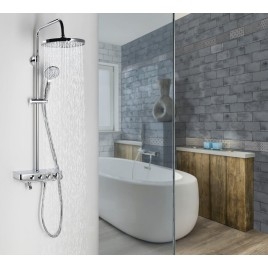 Panneau de douche FARRAO avec mélangeur et robinet de remplissage, chrome