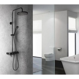 FARRAO douche avec mixeur et robinet de remplissage, noir mat