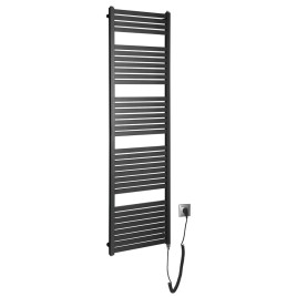 Radiateur de salle de bain électrique TONDI-E, droit, 450x1690 mm, 600 W, noir mat