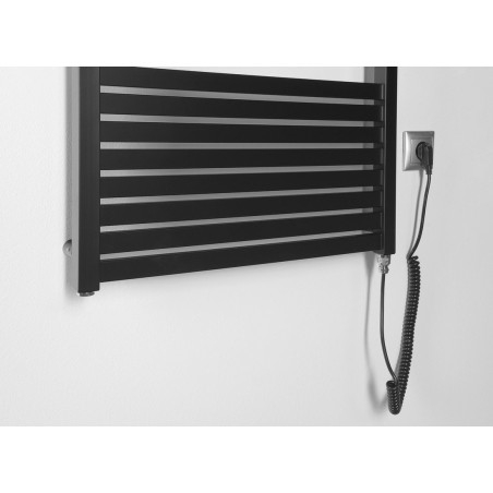 Radiateur de salle de bain électrique TONDI-E, droit, 450x1690 mm, 600 W, noir mat