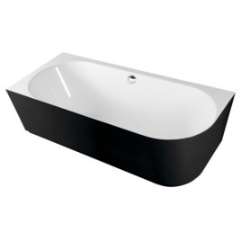 SUSSI L Cast Marble Freestanding Bath 150x70x50cm, noir/blanc