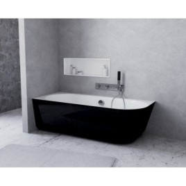 SUSSI L Cast Marble Freestanding Bath 150x70x50cm, noir/blanc