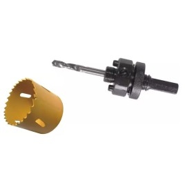 Perceuse de courroie bi-métal Ø 45 mm de diamètre (trou de rupture) avec perceuse de guidage Ø 6 mm