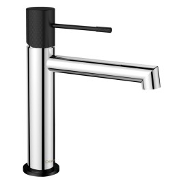 SOLARIS Robinet de mélangeur de lavabo sans pop up déchets, chrome/noir mat