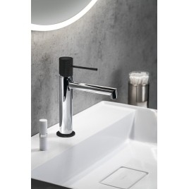 SOLARIS Robinet de mélangeur de lavabo sans pop up déchets, chrome/noir mat