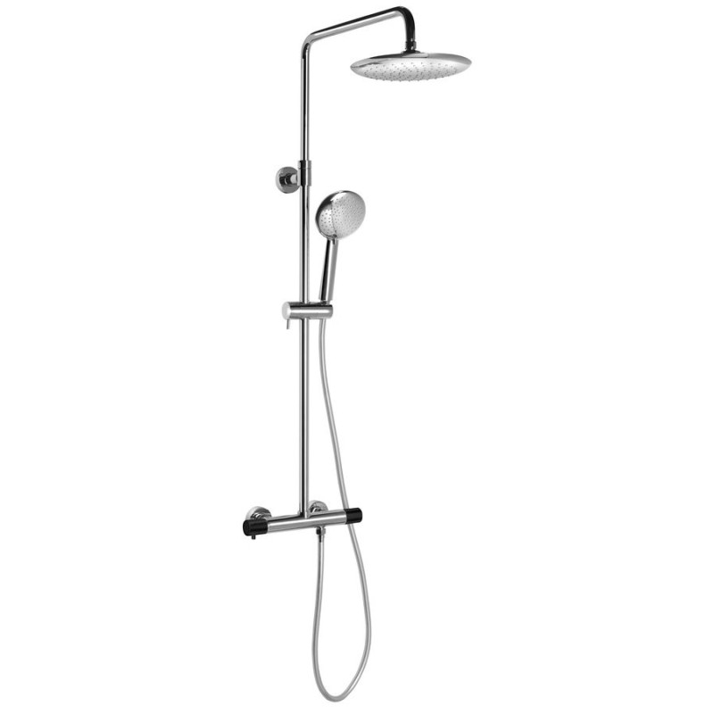SOLARIS Set de douche Combi avec robinet de mélangeur thermostatique, chrome/noir mat
