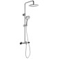 SOLARIS Set de douche Combi avec robinet de mélangeur thermostatique, chrome/noir mat