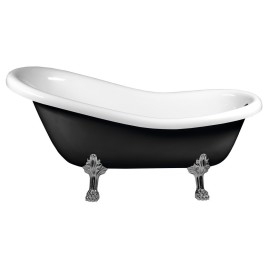 RETRO Freestanding Bath 147x69,5x67,5cm, Chrome Matt Legs, noir/blanc (RAL9005)