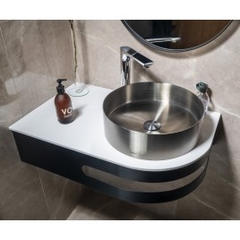 Table d'angle PULSE avec lavabo 755x455mm, gauche, acier inoxydable brossé