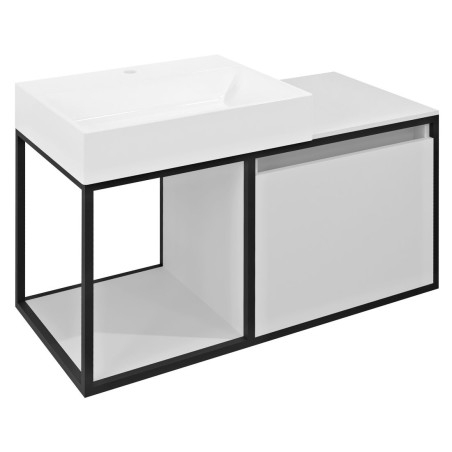 SKARA vanity unit 100x49,5x46,5cm, noir mat/blanc mat