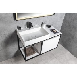 SKARA vanity unit 100x49,5x46,5cm, noir mat/blanc mat