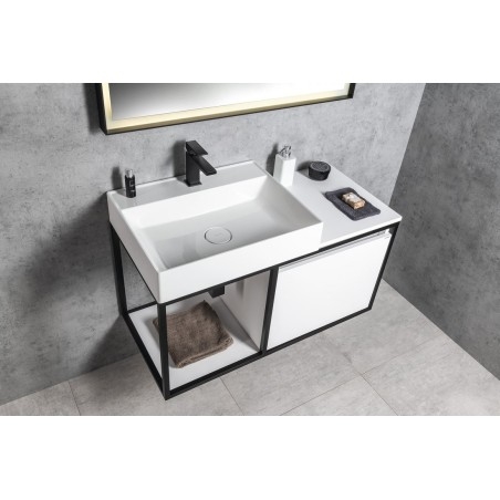SKARA vanity unit 100x49,5x46,5cm, noir mat/blanc mat