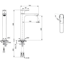 Ideal Standard Connect Air - Mitigeur de lavabo Slim, BlueStart, chrome A7028AA