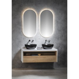 VIERA Vanity Unité 120x44x50cm, blanc mat/Oak Alabama