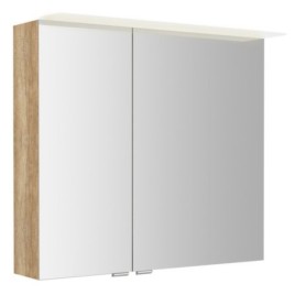 LINEX armoire miroir incl. Lumière LED, 80x70x15cm, chêne Alabama