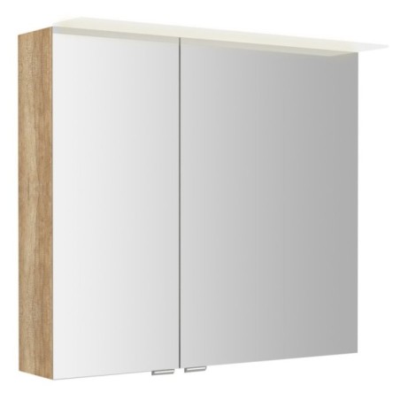 LINEX armoire miroir incl. Lumière LED, 80x70x15cm, chêne Alabama